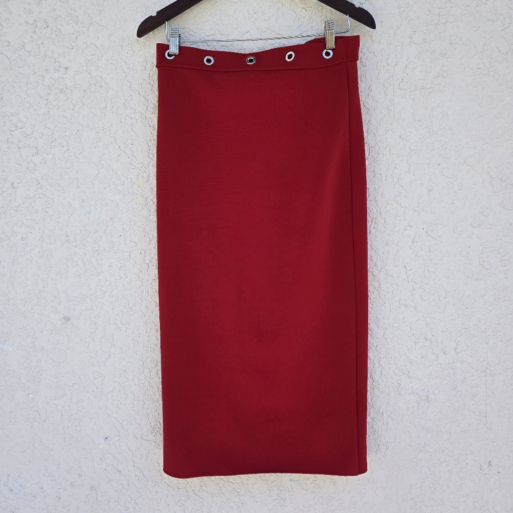 Zara Two Piece Red Bodycon Set | Strappy Bodysuit + Pencil Skirt - Picture 8 of 16